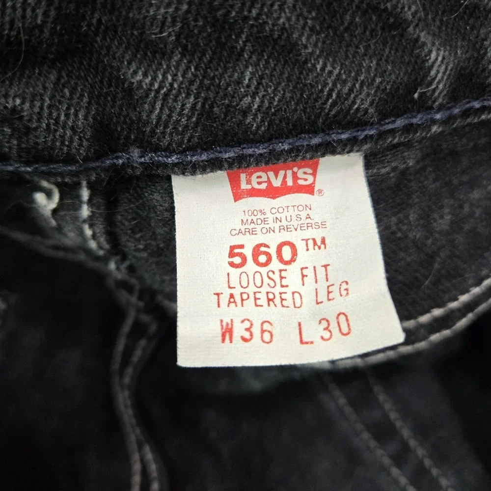 VINTAGE Levi's‎ 560 Men Jeans 36X30 Black Denim Loose Fit Tapered Leg 90s USA